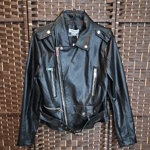 Noize Black Leather Biker Jacket Libby